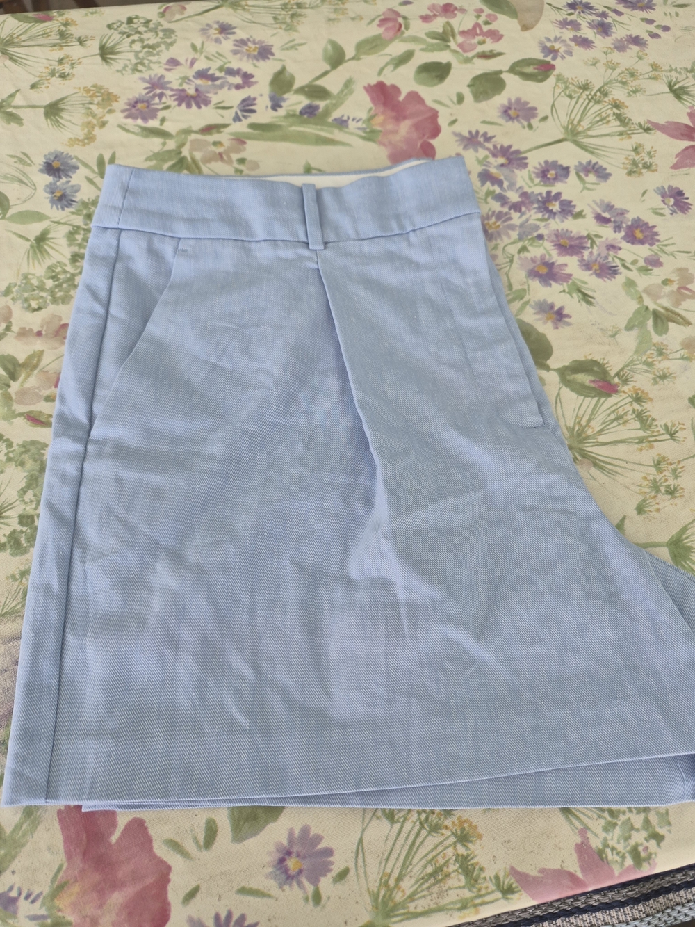 LOFT Pale Blue A-Line Shorts with Front Pleat